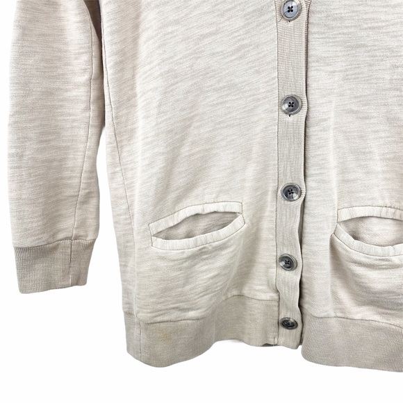 J CREW Preppy Coastal Grandma Tan Rumpled French Terry Button Cardigan XS - Picture 5 of 8